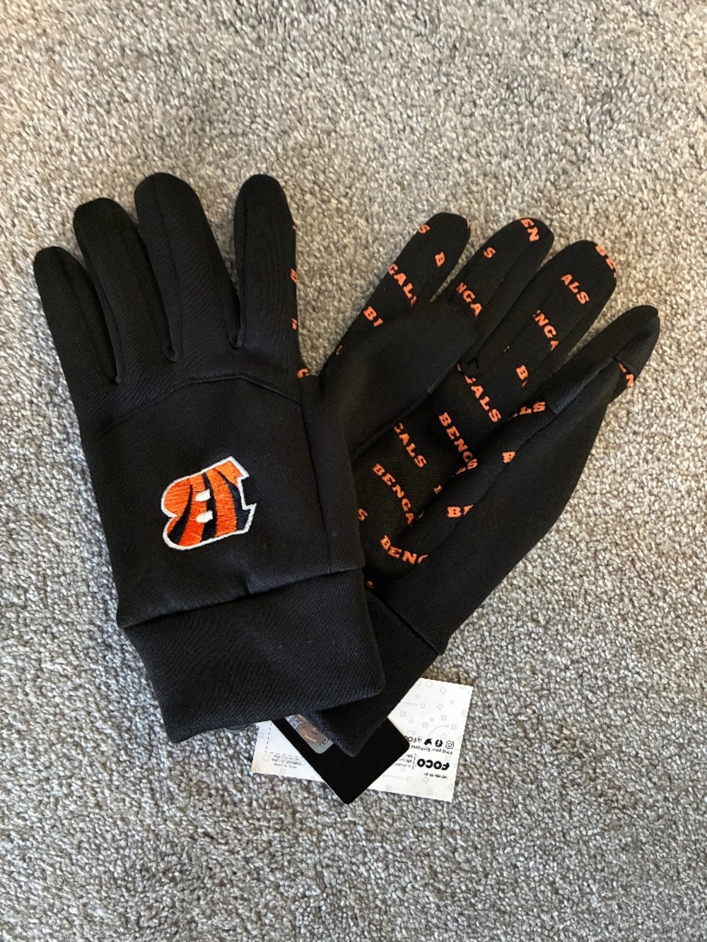 Cincinnati Bengals NFL cloth gloves men’s medium black/orange